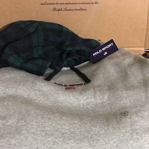 Polo Sport Grey / Tartan Print Hoodie Size XXL